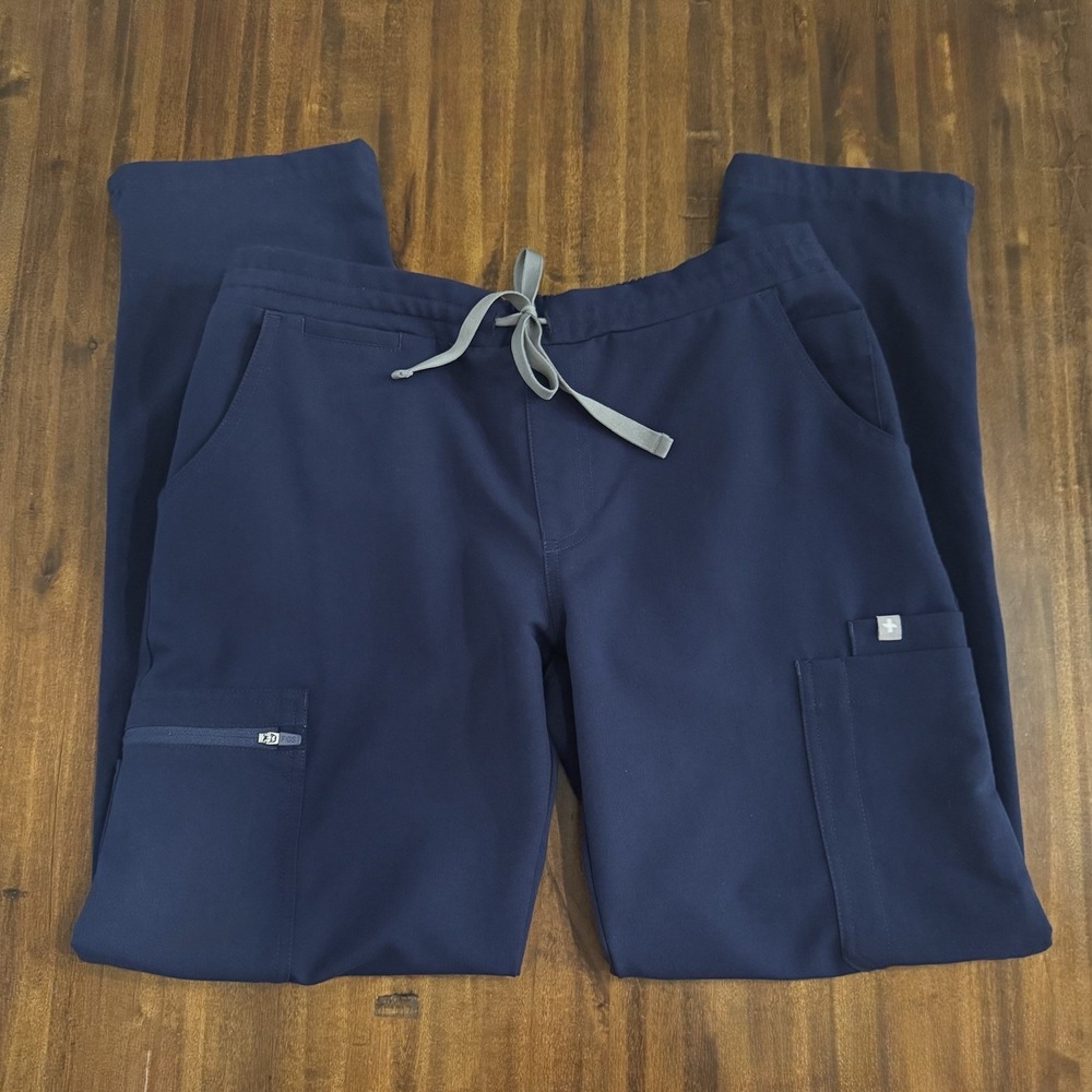 FIGS Yola Skinny Scrub Pants Womens Small Petite S/P Navy Blue Cargo 11-Pocket